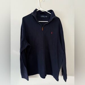 Polo Ralph Lauren Quarter Zip Sweater Sweatshirt Navy Blue Pullover Size XL